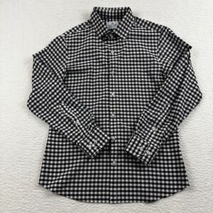 Mizzen+Main Shirt Mens M Black White Gingham Check Stretch Trim Fit Button Up